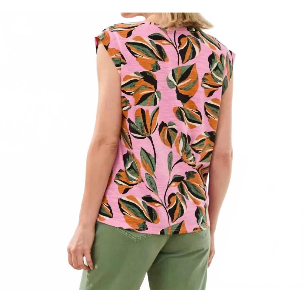 NEW TRIBAL v-neck cap sleeve top in pink multi - Picture 3 of 4
